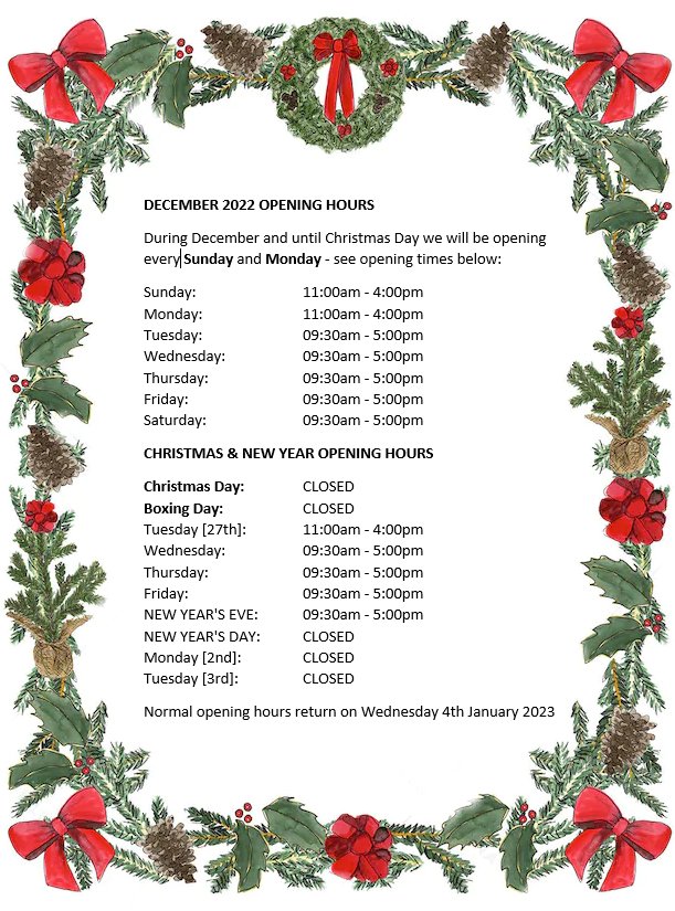 Festive Opening Times